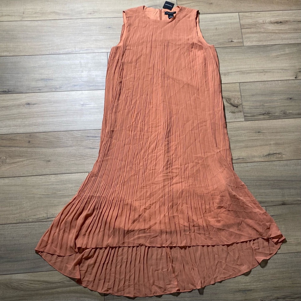 Club Monaco Womens Pleated High Low Dress Size 4‎ Peach Lined Sleeveless